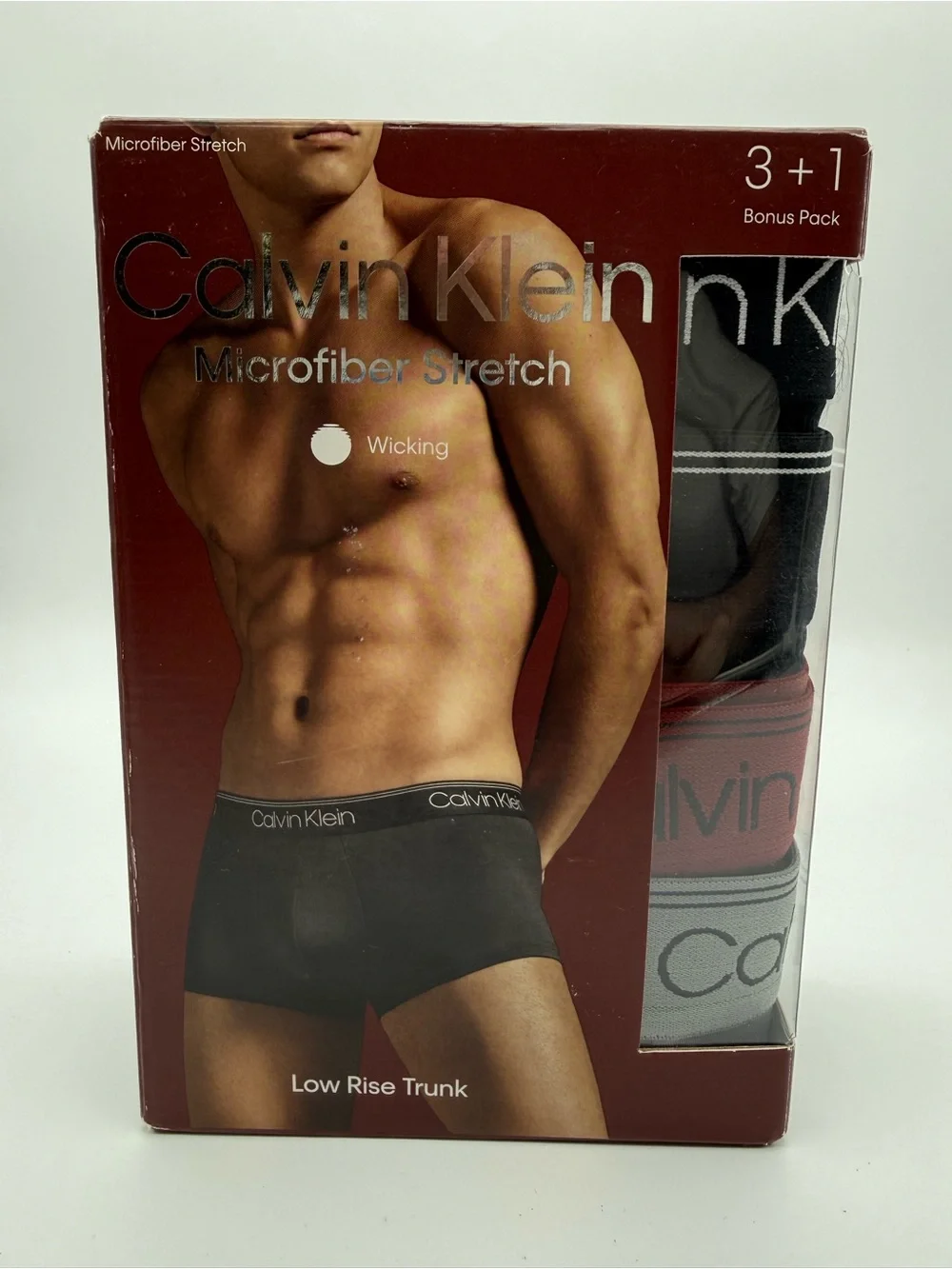 Calvin Klein Men’s Low Rise Trunk 3+1 Pack - Black, Red, Gray